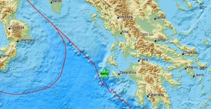 Σεισμός 4,8 Ρίχτερ νότια της Ζακύνθου