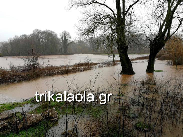 Τρίκαλα: Υπερχείλισαν τα ποτάμια – Εκατοντάδες στρέμματα πλημμύρισαν (pics&vid)