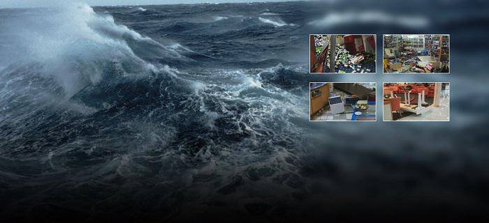 Τρικυμία στο Αιγαίο: Αναποδογύρισαν τα πάντα στο πλοίο (pics)