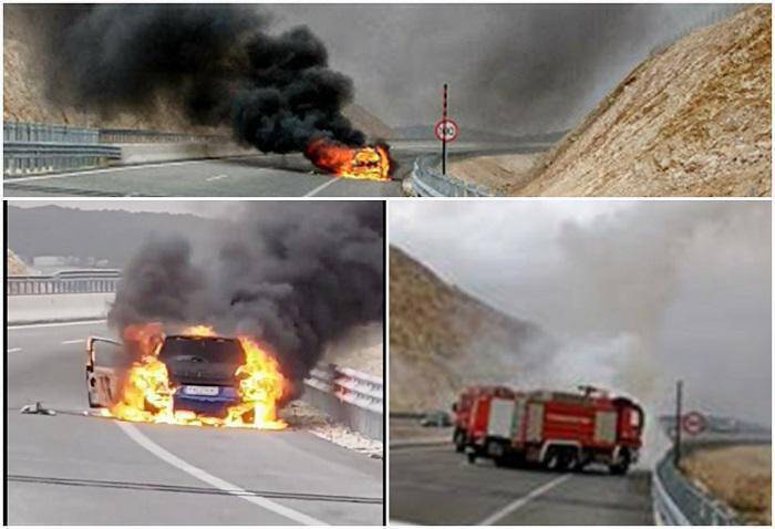 Ήπειρος: Αυτοκίνητο κάηκε ολοσχερώς στην Ιόνια Οδό (pics)