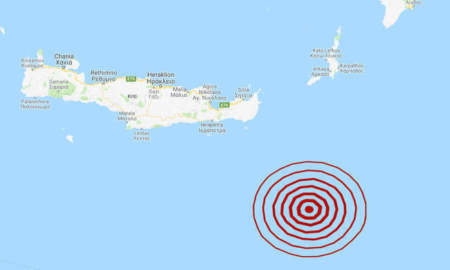 Σεισμική δόνηση 4,1R νοτιοανατολικά της Κρήτης
