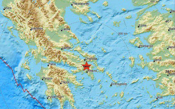Σεισμός στην Αττική -Ο σεισμός έγινε 36 χλμ. βόρεια της Αθήνας