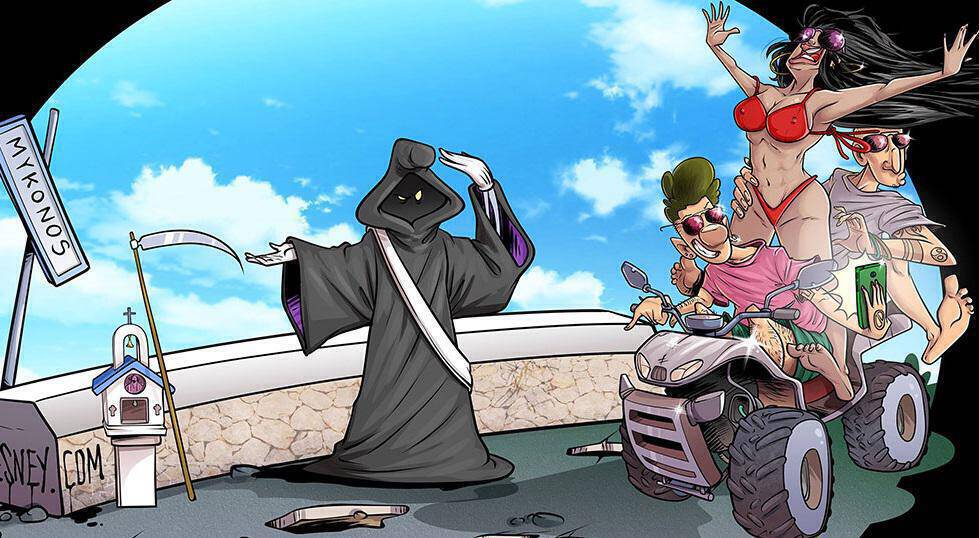 Μύκονος: Το σκίτσο που αποτυπώνει την θλιβερή πραγματικότητα στους δρόμους του νησιού (vid)