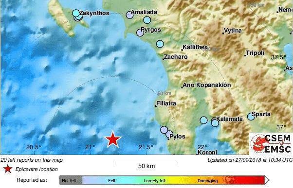 Ισχυρός σεισμός στη Μεσσηνία