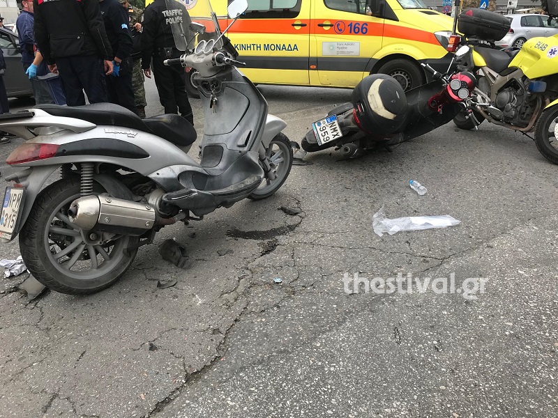 Θεσσαλονίκη: Σύγκρουση μηχανών με τρεις τραυματίες (pics&vid)
