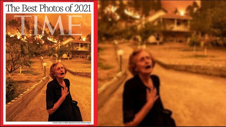 Φωτιές Εύβοια- Η φωτογραφία με την κυρία Παναγιώτα απο τις Γούβες στις 100 κορυφαίες του 2021