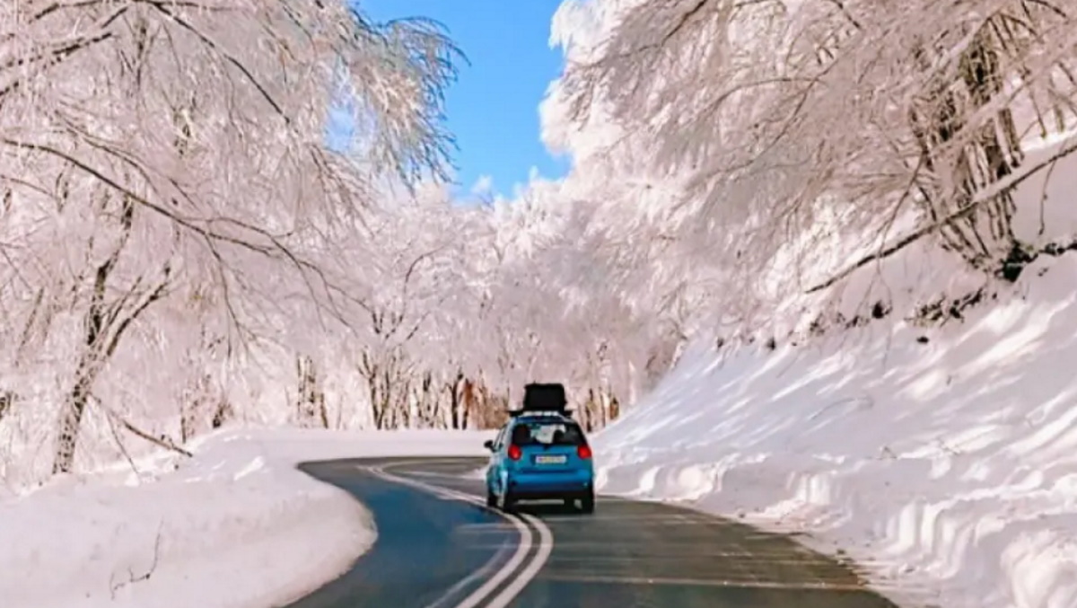 Καιρός – Φλώρινα: Ονειρική ομορφιά χιονισμένου δρόμου! Το απόλυτο viral