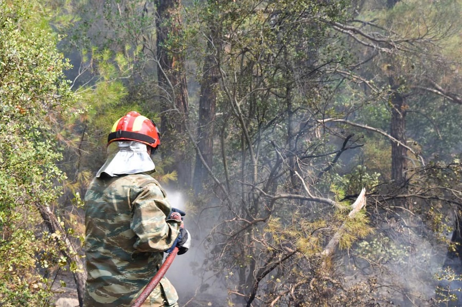 Φωτιά στην Κεφαλονιά: Το μέτωπο έχει περιοριστεί σε χαράδρα