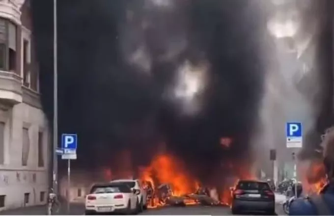 Πολύ ισχυρή έκρηξη στο κέντρο του Μιλάνο-Αυτοκίνητα τυλιγμένα στις φλόγες (βίντεο)