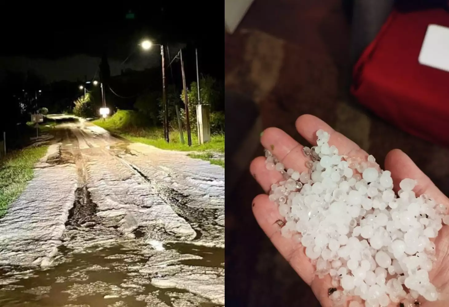 Κακοκαιρία Τρίκαλα: Το «έστρωσε» με πυκνό χαλάζι – Ποτάμια οι δρόμοι από την καταιγίδα